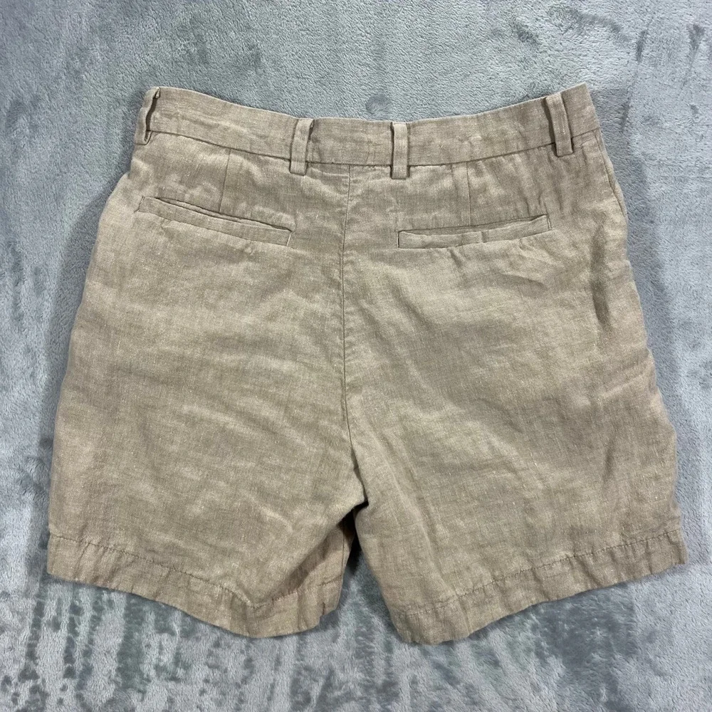 BANANA REPUBLIC Linen Shorts Mens 31 Beige 6in Inseam Flat Front 649162